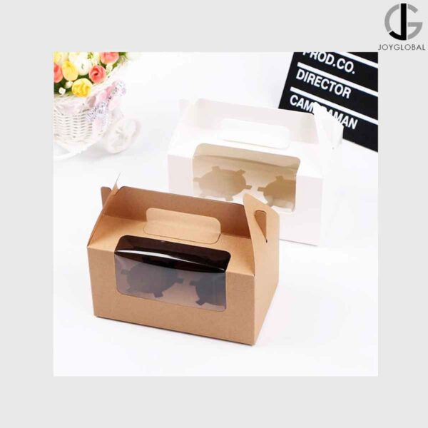 Muffin gift box (hard paper) with handle  مقبض صندوق الكعك