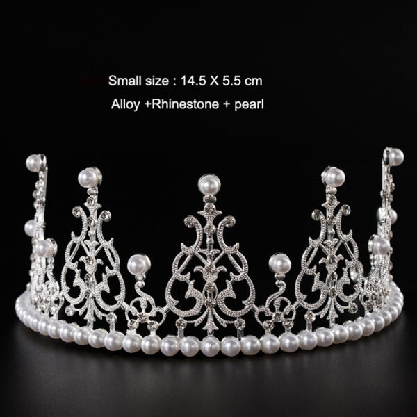 Crystal Pearl Crown Cake Topper - SILVER  طبقة علوية للكيك على شكل تاج من الكريستال اللؤلؤي - فضي