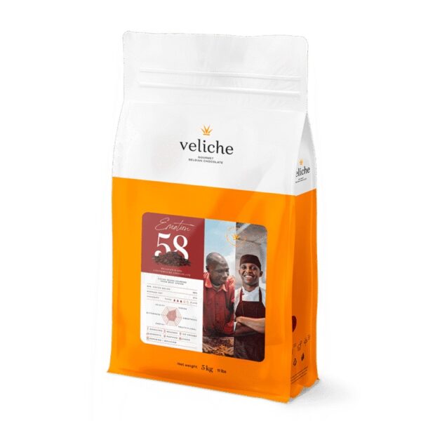 Veliche Emotion Gourmet Belgian Dark 58% Coverture Chocolate Coins 5 kg  عملات الشوكولاتة الداكنة