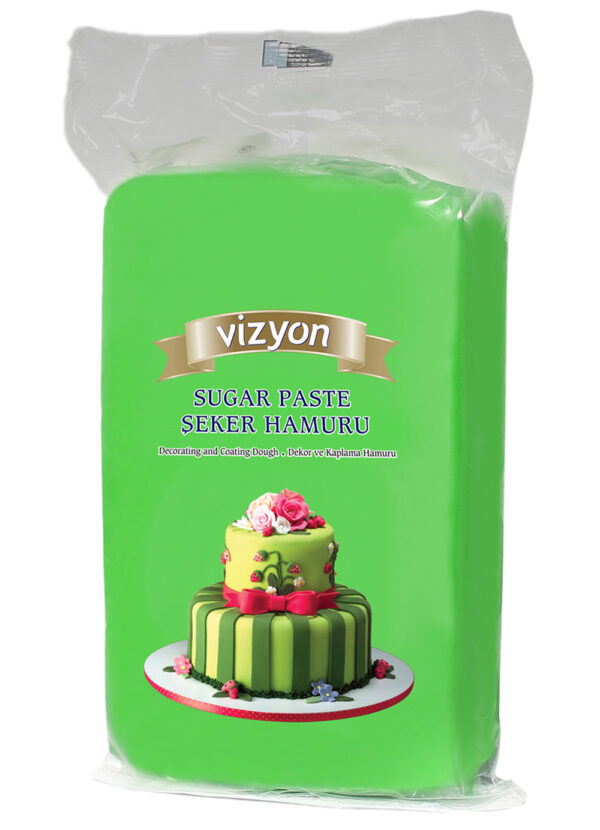 Vizyon Sugar Paste / Fondant 1 kg - Green  معجون سكر فيزيون / فوندان 1 كجم - أخضر