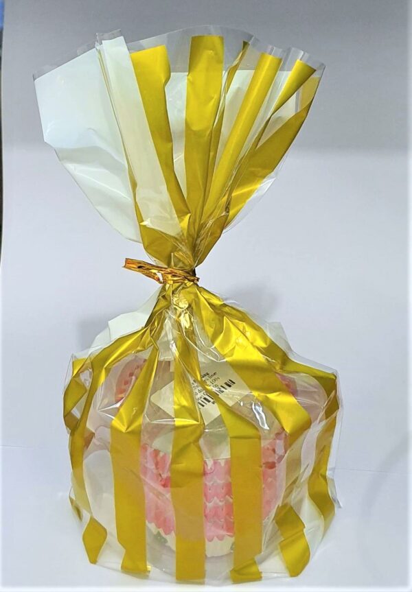 Cellophane Gold lines Plastic Bags for Biscuits Cookies (50s pack)  أكياس السيلوفان الذهبية لأكياس البسكويت والكوكيز (عبوة 50 ثانية)