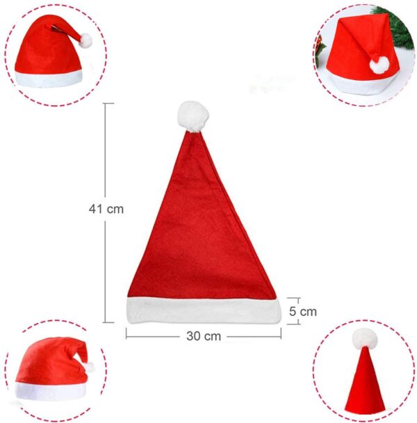 Christmas Red fluffy plush fabric Santa Hat  قبعة سانتا من نسيج القطيفة المنفوش باللون الأحمر لعيد الميلاد