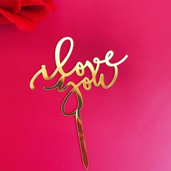 Love you Gold Acrylic Topper  طبقة علوية من الأكريليك الذهبي أحبك