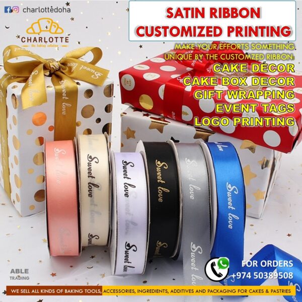 Personalized SATIN RIBBON 10 Meter  شريط ساتان شخصي بطول 10 متر