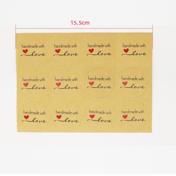 Handmade With Love Adhesive Sticker 12 pcs sheet  ملصق لاصق مصنوع يدويًا مع الحب 12 قطعة