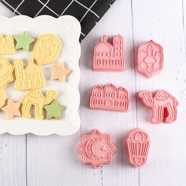 Ramadan Eid Mubarak Moon Biscuit Mold Cookie Cutters 6pcs Set  مجموعة قوالب بسكويت رمضان وعيد مبارك القمر مكونة من 6 قطع