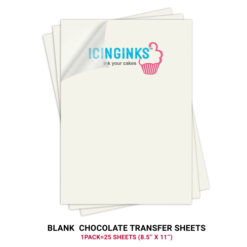 Chocolate Transfer Sheets (Unprinted -ready for print)  أوراق نقل الشوكولاتة (غير مطبوعة - جاهزة للطباعة)