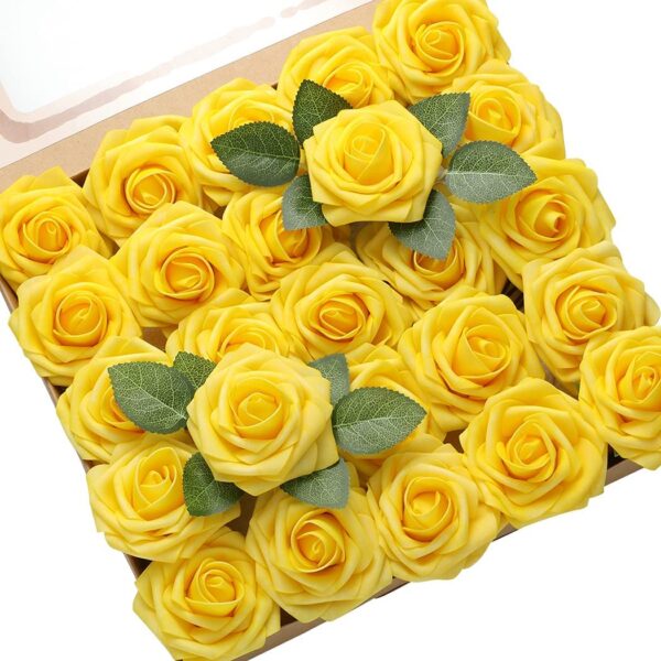 Artificial Rose flower for cake decor YELLOW  زهرة الورد الصناعية لتزيين الكيك باللون الأصفر