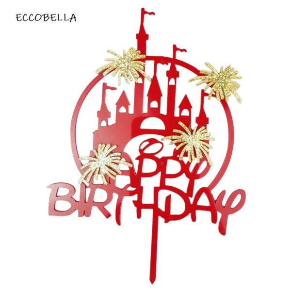 Red Castle Acrylic Happy Birthday Topper  طبقة علوية من الأكريليك لعيد الميلاد السعيد من ريد كاسل