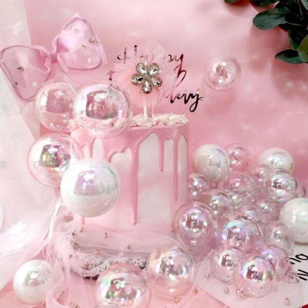 Shiny Bubble Balls Cake Decoration Topper 12pcs set  كرات الفقاعات اللامعة