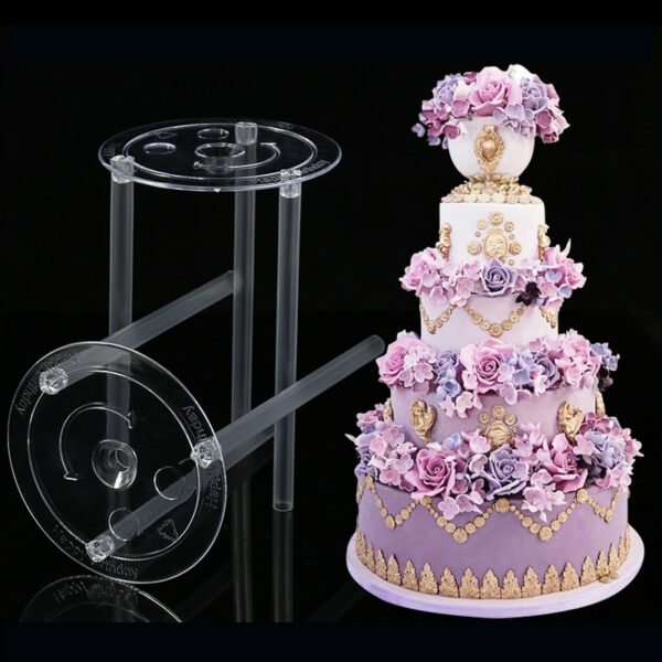 Multi layer cake piling spacer support frame transparent bottom fixed floating cake  فاصل الكيك stand bracket