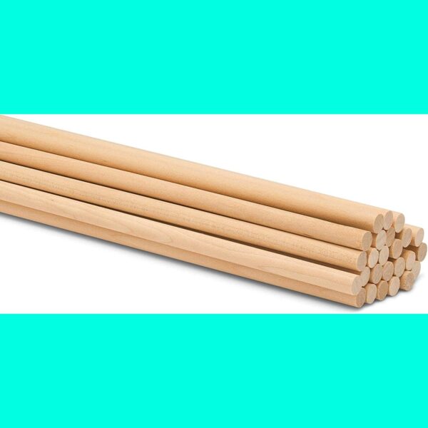 Wooden Dowel Rods 15 pcs set - 1/4" dia x 12" Lenth  مجموعة قضبان وتد خشبية مكونة من 15 قطعة - قطر 1/4 بوصة × طول 12 بوصة