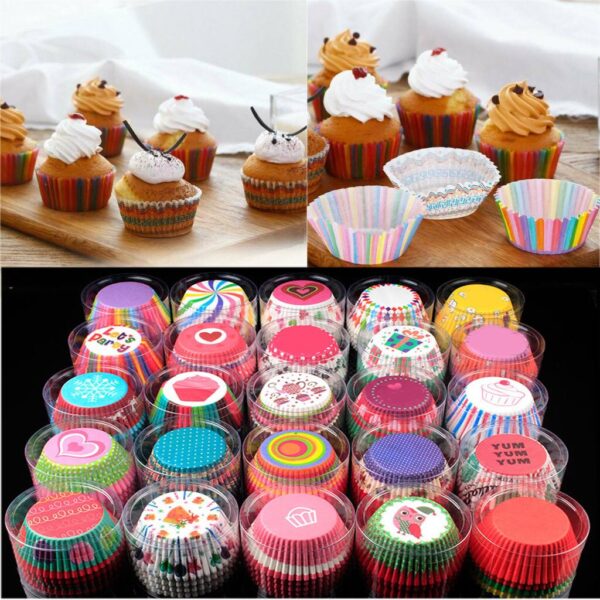 Paper Muffin cups liner assorted design 100s  بطانة أكواب المافن الورقية بتصميم متنوع 100 ثانية