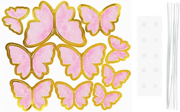 10pcs Paper Butterfly Birthday Theme Decoration  10 قطعة من زينة عيد ميلاد الفراشة الورقية