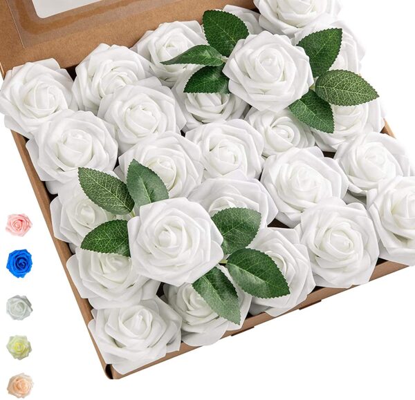 Artificial Rose flower for cake decor- White  زهرة الورد الصناعي لتزيين الكيك - ابيض