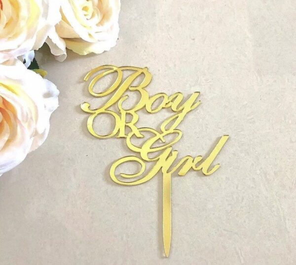 Boy or Girl - Acrylic Gold Topper  صبي أو فتاة - غطاء ذهبي من الأكريليك