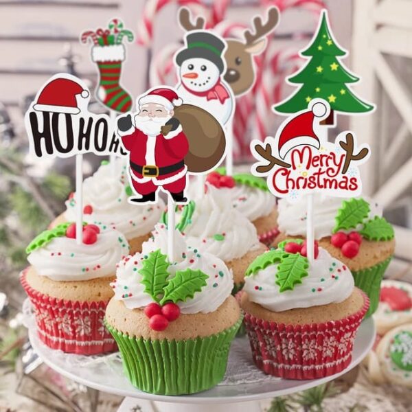 Merry Christmas Cake Topper (8 pcs set)  غلاف كعكة عيد الميلاد المجيد (مجموعة من 8 قطع)