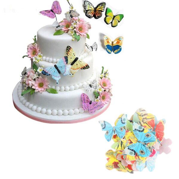 Mixed Edible Wafer Rice Paper Butterfly Toppers 10s Set  مجموعة من 10 قطع من أغطية فراشات ورق الأرز الصالحة للأكل