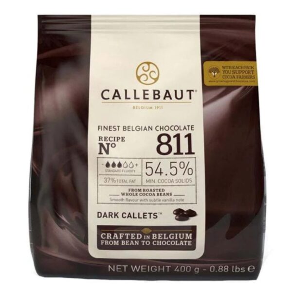 Callebaut 811 54.5% Dark Couverture Chocolate Callets 2.5 kg Bag  كاليبوت 811 54.5% شوكولاتة داكنة 2.5 كجم