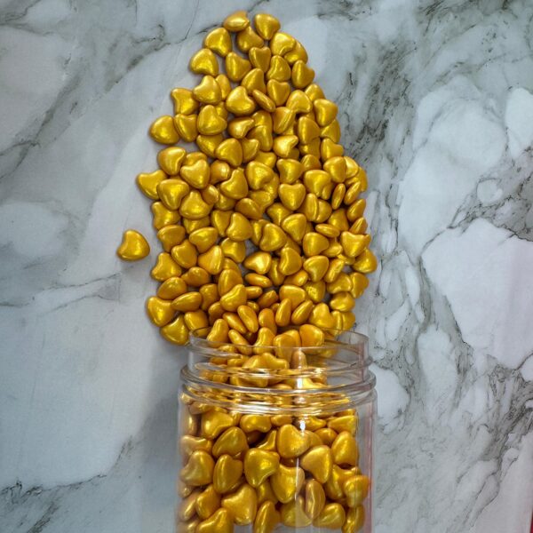 Gold Sugar Heart Sprinkles  50 gm  رشات السكر