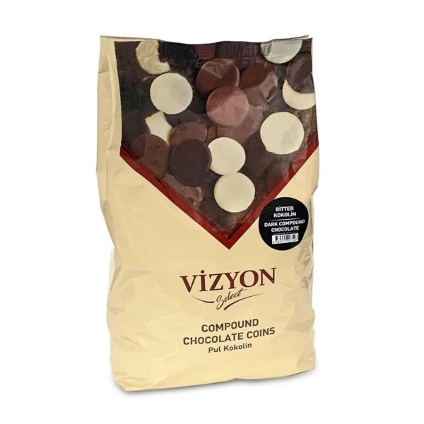 Vizyon  Select Dark Compound Chocolate Coins 2.5 kg  عملات الشوكولاتة الداكنة