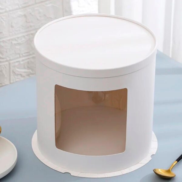 10" Base 360° ROUND (Paper with Front window) 3 parts CAKE BOX Base 26 x Height 32 cm  ( علبة كعكة مستديرة )