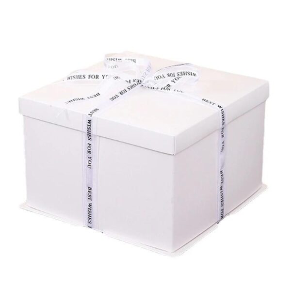 12" Paper Cake  Box White (3 parts) (L30xB30xH18cm)  علبة كيك ورقية مقاس 12 بوصة باللون الأبيض (3 أجزاء) (طول 30 × عرض 30 × ارتفاع 18 سم)