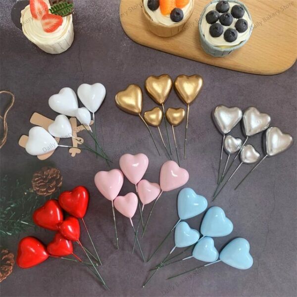 3D Heart Shape Cake Topper - 20 pcs set  مجموعة تزيين الكيك على شكل قلب