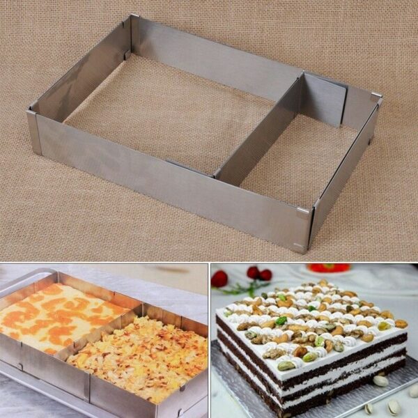 Cake baking pan - Rectangle Extendable Steel  حلقة مستطيلة