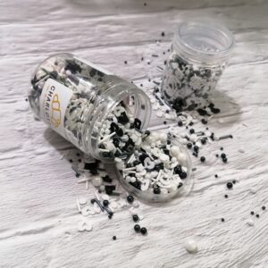Mixed Sugar Sprinkles 50g pack (Black / White) علبة رشات سكر مشكلة 50 جرام (أسود/أبيض)