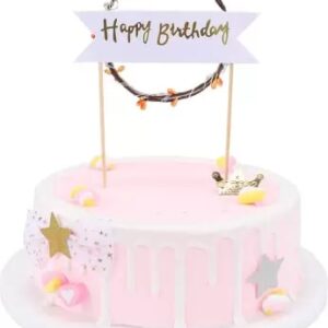 LED Cake Topper Happy Birthday Floral Decoration Party Cake Topper LED كعكة توبر عيد ميلاد سعيد الأزهار الديكور الطرف كعكة توبر