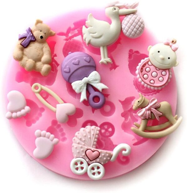 Baby Shower Theme Silicone mold 2  قالب سيليكون لموضوع استحمام الطفل 2