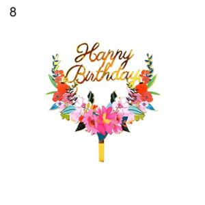 Happy Birthday Cake Topper Floral Type 2 عيد ميلاد سعيد كعكة توبر نوع الأزهار 2