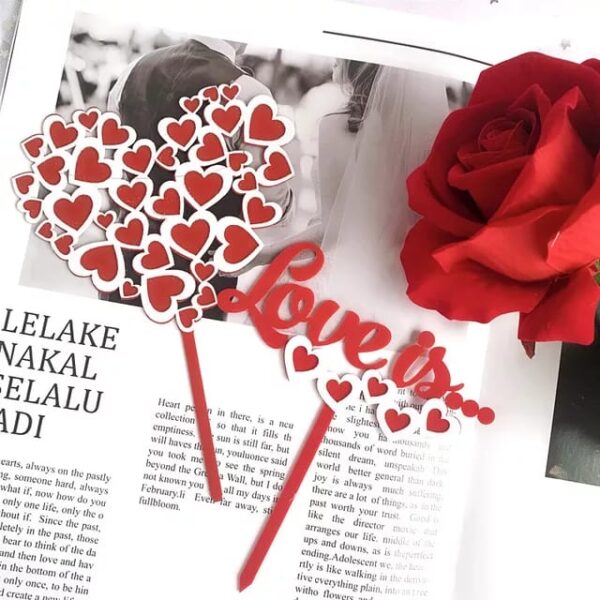 Red Hearts cake Topper - Design 4  غلاف كعكة قلوب حمراء - تصميم 4