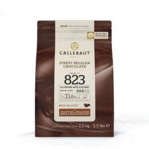 Callebaut 823 33.6% Milk Couverture Chocolate Callets 2.5 kg Bag  كاليبوت 823 33.6% شوكولاتة بالحليب 2.5 كجم