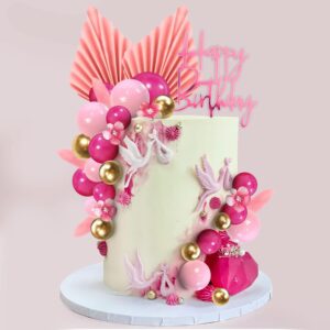 Flower Boho Cake Decoration Pink Topper 29 pcs set مجموعة تزيين الكيك فلاور بوهو باللون الوردي مكونة من 29 قطعة