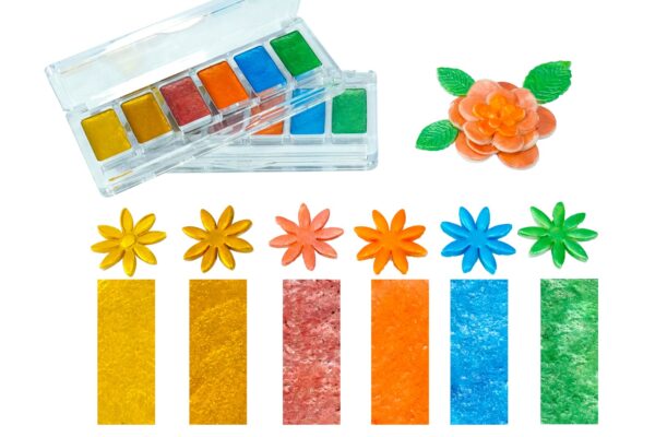 6 Colors Edible Paint Palette Metallic Luster Dust box لوحة طلاء صالحة للأكل مكونة من 6 ألوان، غبار معدني لامع