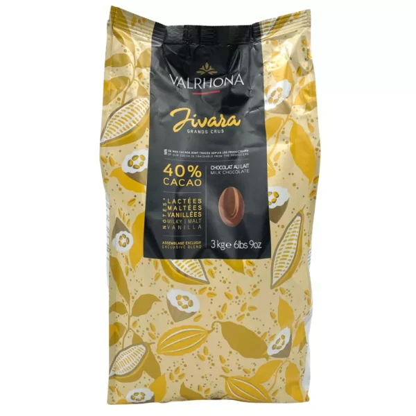 Valrhona Jivara 40% Coverture Milk Chocolate Feve 3kg Bag كاليتات شوكولاتة الحليب