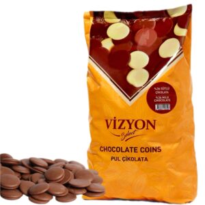 Vizyon Select Milk Coverture Chocolate Coins 36%  2.5 Kg  عملات الشوكولاتة البيضاء