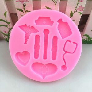 Nurse Themed Medical Hat Bottle Heart Tool Medicine Silicone Mold  قالب موضوع الممرضة