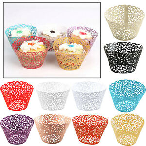 12pcs Filigree Muffins Wrapper Liner Assorted colors  12 قطعة من بطانة غلاف المافن، بألوان متنوعة