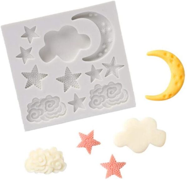 Cloud Stars Moon Shaped Silicone Mold  قالب سيليكون على شكل سحابة نجوم قمر
