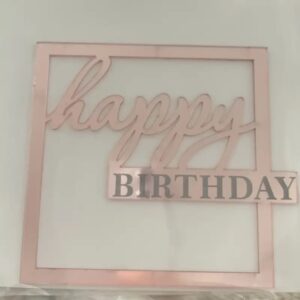 Happy Birthday Cake Side Acrylic Decoration Topper  قطعة علوية لتزيين الكيك من الأكريليك على شكل كعكة عيد ميلاد سعيد