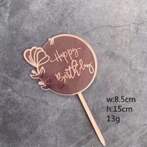 Happy Birthday Acrylic topper (Rose Gold)  غلاف أكريليك Happy Birthday (ذهبي وردي)