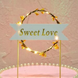 LED Cake Topper Sweet Love Floral Decoration Party Cake Topper  LED كعكة توبر الحلو الحب الأزهار الديكور الطرف كعكة توبر