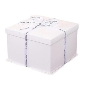 10" Paper Cake  Box White (3 parts) (L26xB26xH18cm)  (علبة كيك مربعة)