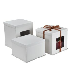 8" Cake Box (Paper with Front window) 3 parts - L22xB22xH25cm