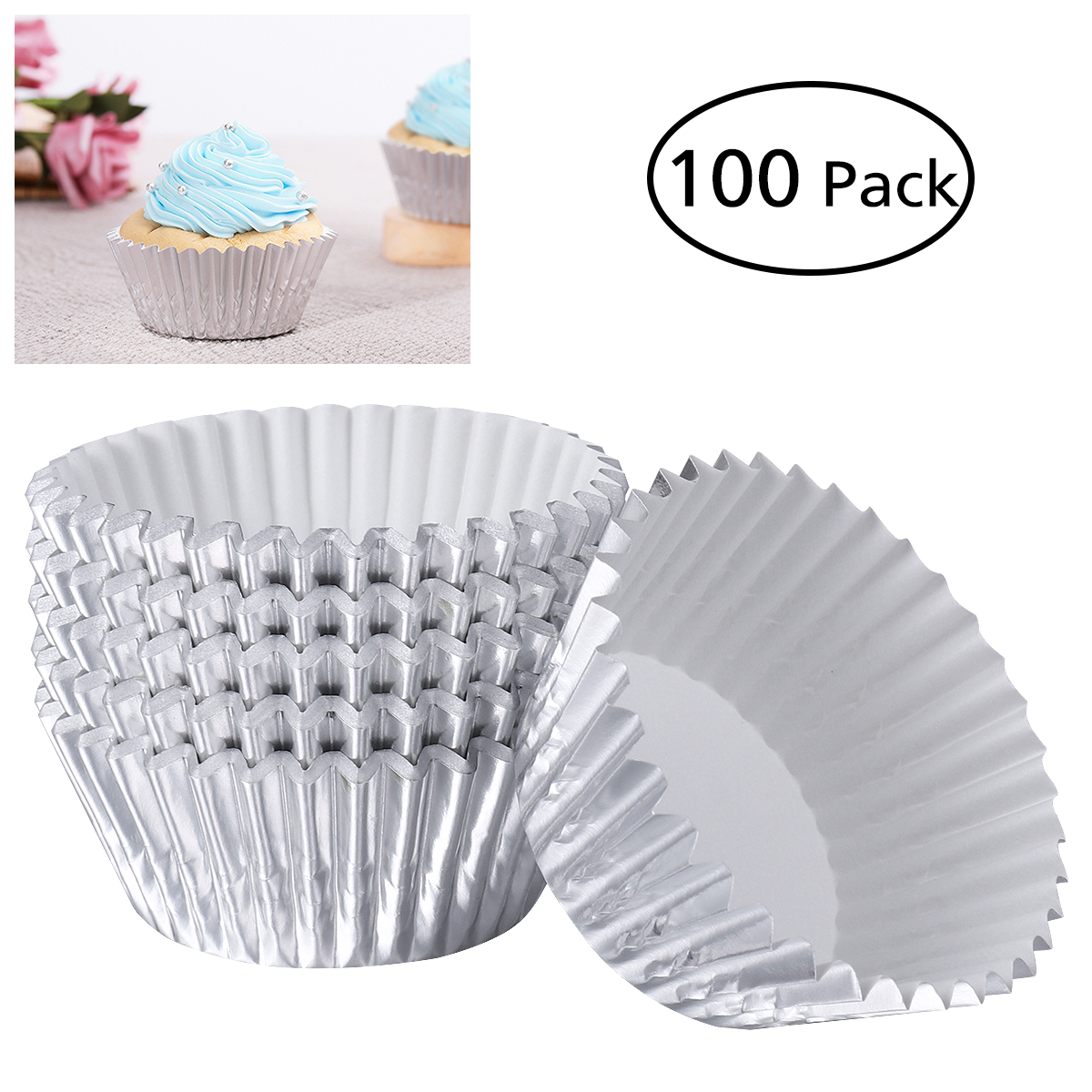 Silver Muffin cups / liner (Aluminum Foil 100s) أكواب / بطانة فضية للمافن (رقائق الألومنيوم 100 ثانية)