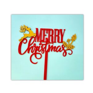 Merry Christmas Cake Topper Red type1  غلاف كعكة عيد الميلاد المجيد باللون الأحمر من النوع 1