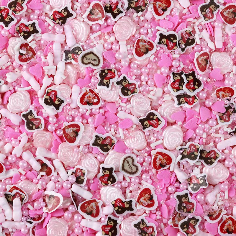 Mixed Sugar Sprinkles (Light Pink I♥you)- 50g رشات سكر مشكلة (وردي فاتح I♥you) - 50 جم
